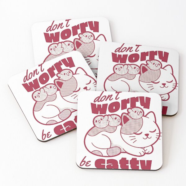 Item preview, Don't Worry Be Catty - Cute Retro Halftone Sleeping Cat & Birds designed and sold by DEVINE-PIXELZ.