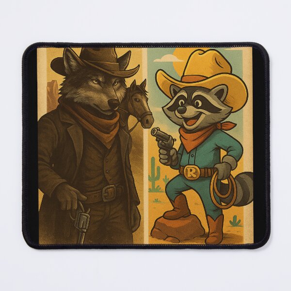 Item preview, Showdown at Noon – Western Wolf vs Raccoon designed and sold by the-dovlat.