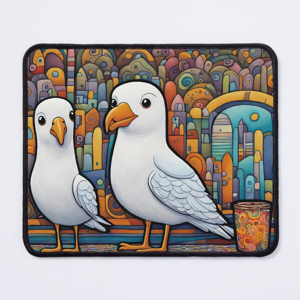 Item preview, Folk Art Two Seagulls wearing hoodies walk into a bar designed and sold by Colin Bentham.