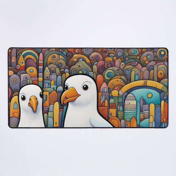 Item preview, Folk Art Two Seagulls wearing hoodies walk into a bar designed and sold by Colin Bentham.