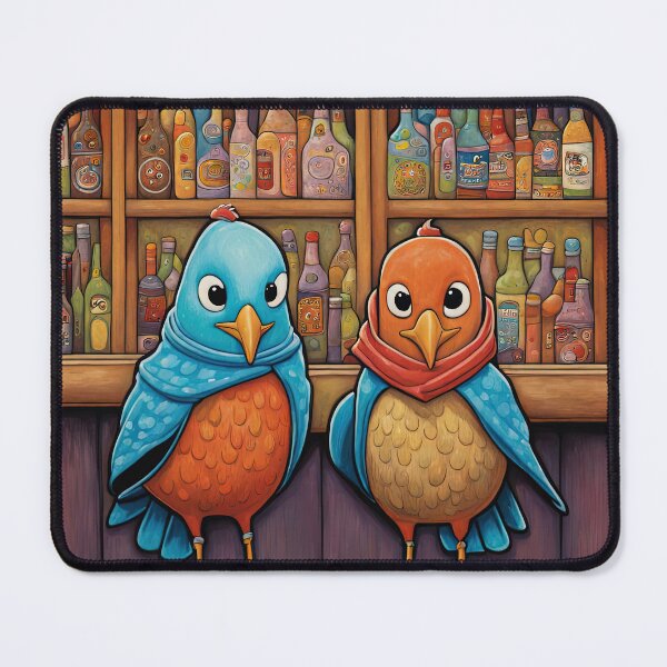 Item preview, Folk Art Two Seagulls wearing hoodies walk into a bar designed and sold by Colin Bentham.