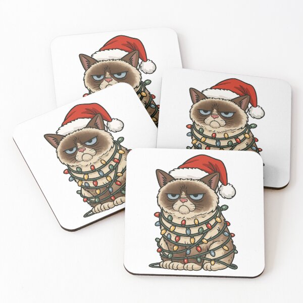 Item preview, Funny Grumpy Cat Tangled In Christmas Lights Santa Hat designed and sold by haitrieuic96.
