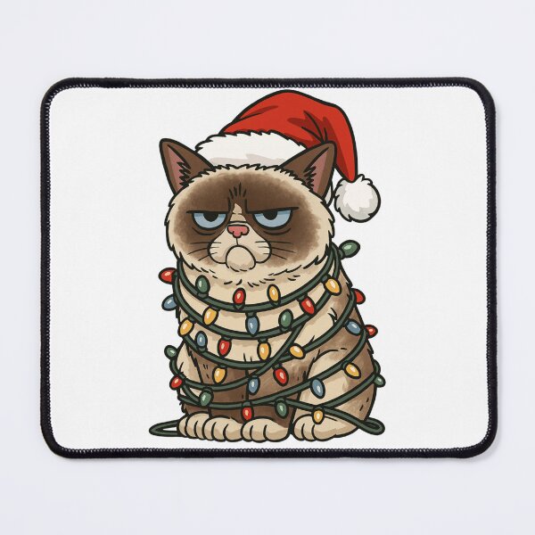 Item preview, Funny Grumpy Cat Tangled In Christmas Lights Santa Hat designed and sold by haitrieuic96.