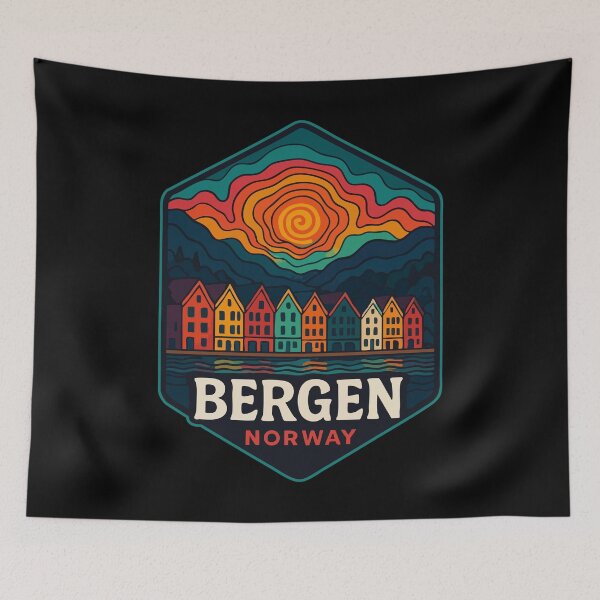 Item preview, Bergen Cityscape Norway Trippy Travel designed and sold by TomFrontierArt.
