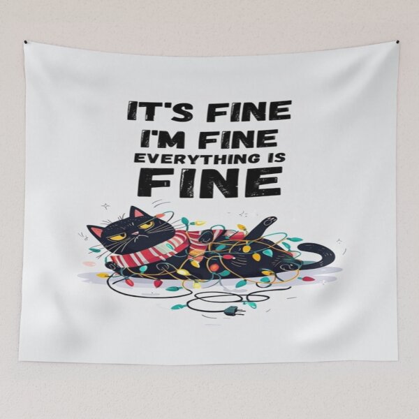 Item preview, Funny Christmas Cat Cartoon – 'It’s Fine' Holiday Chaos Quote designed and sold by Bright Nest Studio.