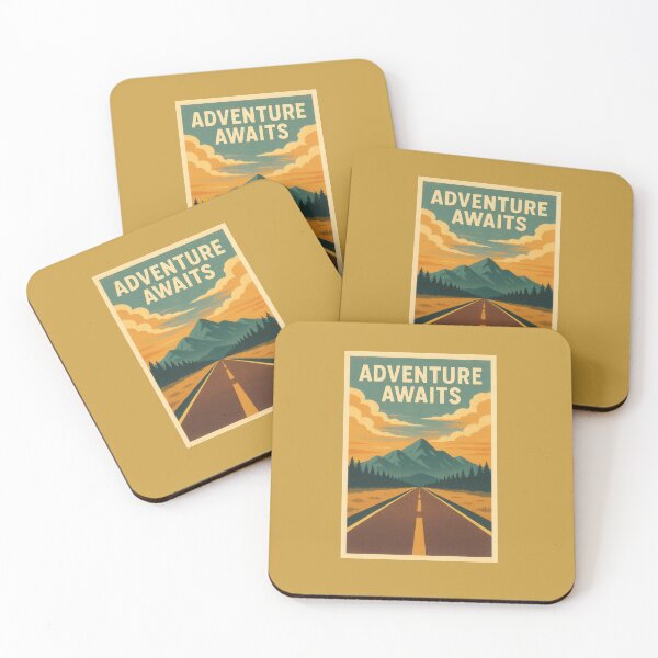 Item preview, Adventure Awaits Road – Retro Mountain Travel Poster designed and sold by NoctaHike.