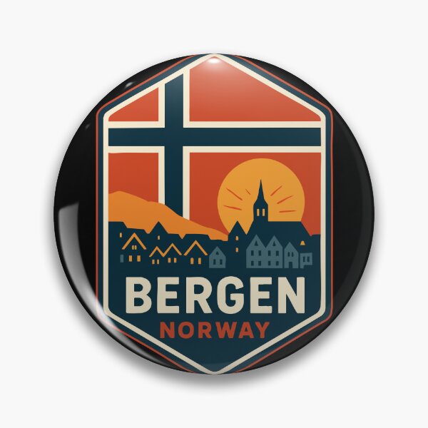 Item preview, Bergen Skyline Norway Retro Travel designed and sold by TomFrontierArt.