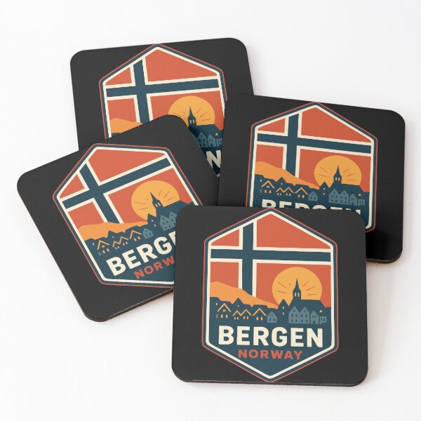 Item preview, Bergen Skyline Norway Retro Travel designed and sold by TomFrontierArt.