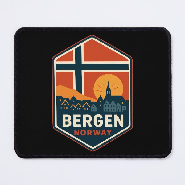 Item preview, Bergen Skyline Norway Retro Travel designed and sold by TomFrontierArt.