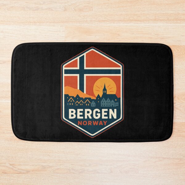 Item preview, Bergen Skyline Norway Retro Travel designed and sold by TomFrontierArt.
