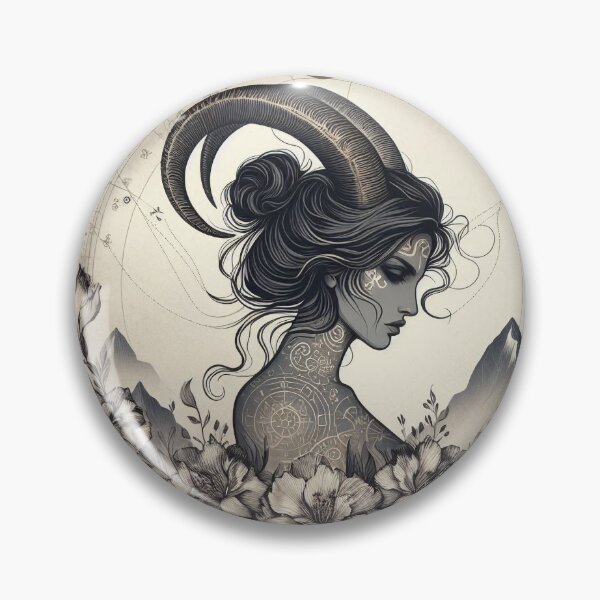 Item preview, Capricorn – Dark Realistic Zodiac Illustration designed and sold by Roberta Calabrese.
