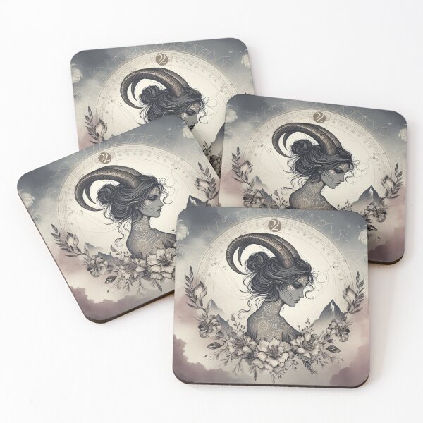 Item preview, Capricorn – Dark Realistic Zodiac Illustration designed and sold by Roberta Calabrese.