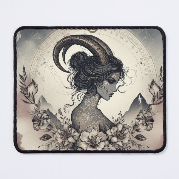 Item preview, Capricorn – Dark Realistic Zodiac Illustration designed and sold by Roberta Calabrese.