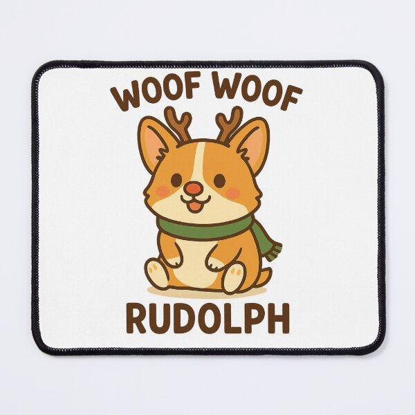 Artikelvorschau, Cute Kawaii Christmas Corgi – Woof Woof Rudolph – Adorable Holiday Dog Illustration entworfen und verkauft von WustarDesigns.