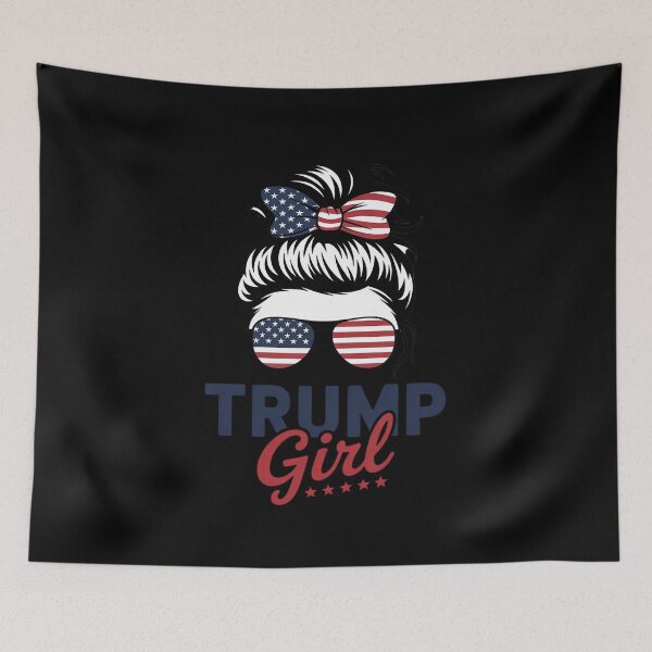 Item preview, Trump Girl Messy Bun Trump Election American Flag  designed and sold by RsFilsingerArt.