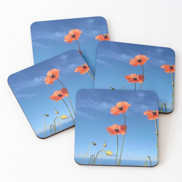 Item preview, Poppy field in front of the Atlantic Ocean designed and sold by birgitsfotoshop.