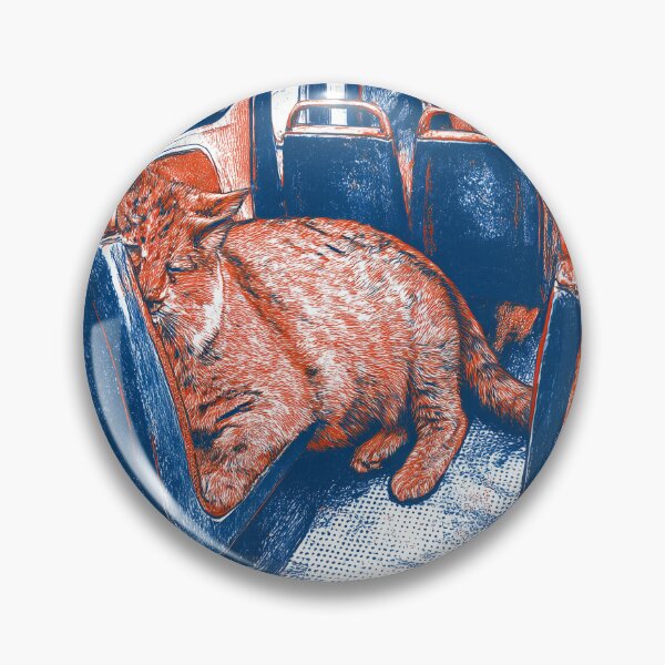Item preview, Sleeping Lynx on a Bus: Retro Linocut Style designed and sold by DigitalArtKiosk.