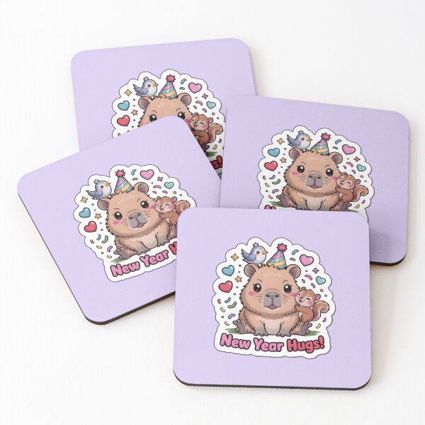 Item preview, Happy New Year Hugs Cute Capybara Sticker – Kawaii Animal Friends Celebration Art designed and sold by Nuist25.