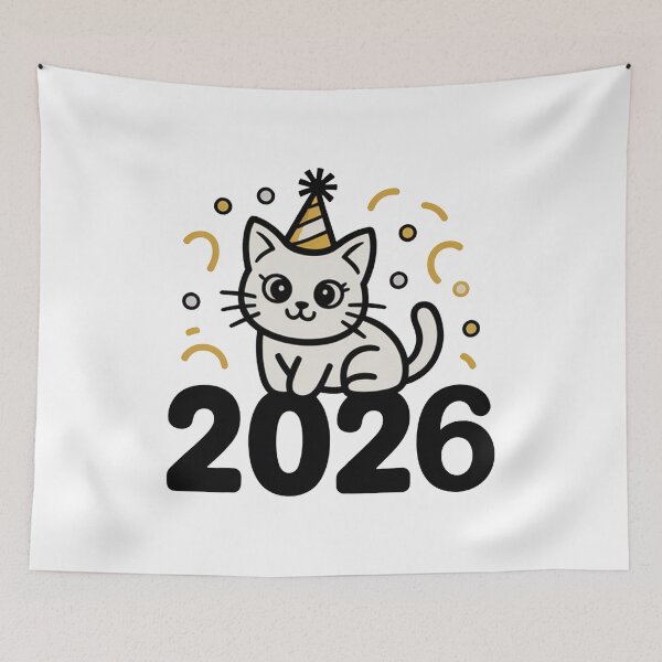 Item preview, Cute Party Cat 2026 New Year designed and sold by MonkiFlipp.