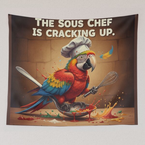 Item preview, Sous Chef Cracking Up | Cooking Parrot designed and sold by SillyPawsStudio.