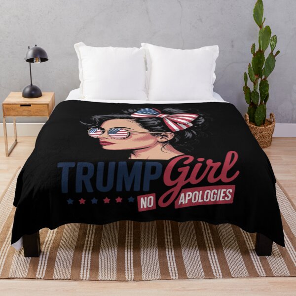 Item preview, Trump Girl No Apologies American Flag Trump Messy Bun  designed and sold by RoyTill0Art.