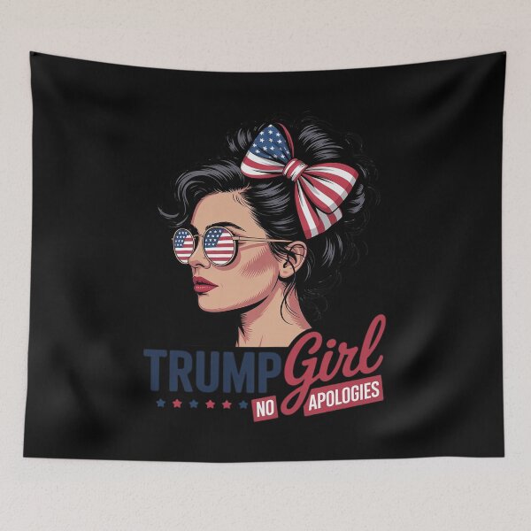 Item preview, Trump Girl No Apologies American Flag Trump Messy Bun  designed and sold by RoyTill0Art.