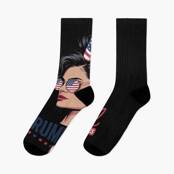 Item preview, Trump Girl No Apologies American Flag Trump Messy Bun  designed and sold by RoyTill0Art.
