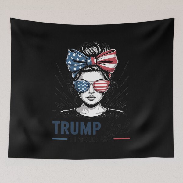 Item preview, Trump Girl No Apologies Messy Bun Sunglasses Trump 2024 USA  designed and sold by RoyTill0Art.