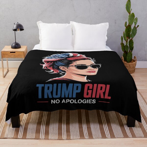Item preview, Trump Girl No Apologies Messy Bun Sunglasses Trump USA Flag  designed and sold by RoyTill0Art.