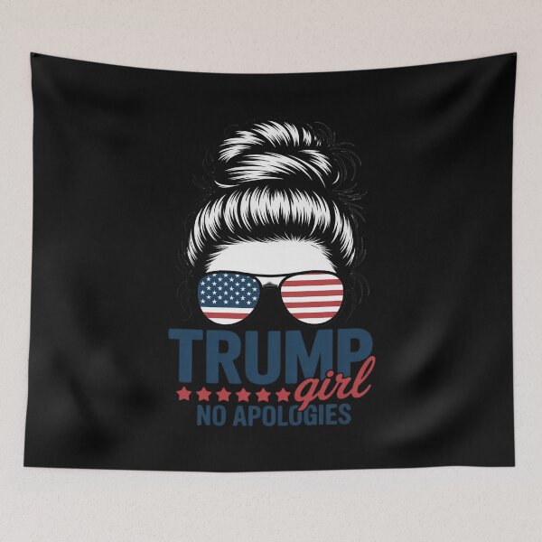 Item preview, Trump Girl No Apologies Messy Bun Trump American Flag  designed and sold by RoyTill0Art.