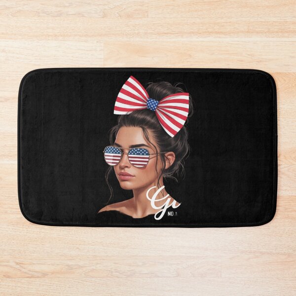 Item preview, Trump Girl No Apologies Messy Bun US Flag Pink Breast Cancer  designed and sold by RoyTill0Art.
