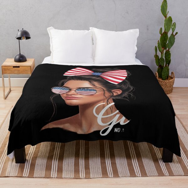Item preview, Trump Girl No Apologies Messy Bun US Flag Pink Breast Cancer designed and sold by RoyTill0Art.