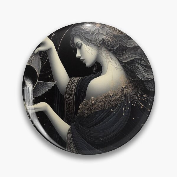 Item preview, Aquarius – Dark Realistic Zodiac Illustration designed and sold by Roberta Calabrese.