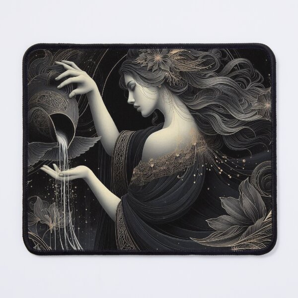 Item preview, Aquarius – Dark Realistic Zodiac Illustration designed and sold by Roberta Calabrese.