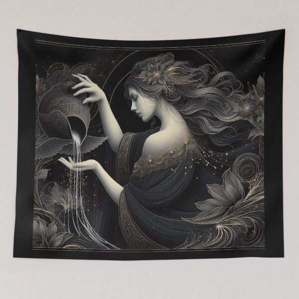 Item preview, Aquarius – Dark Realistic Zodiac Illustration designed and sold by Roberta Calabrese.
