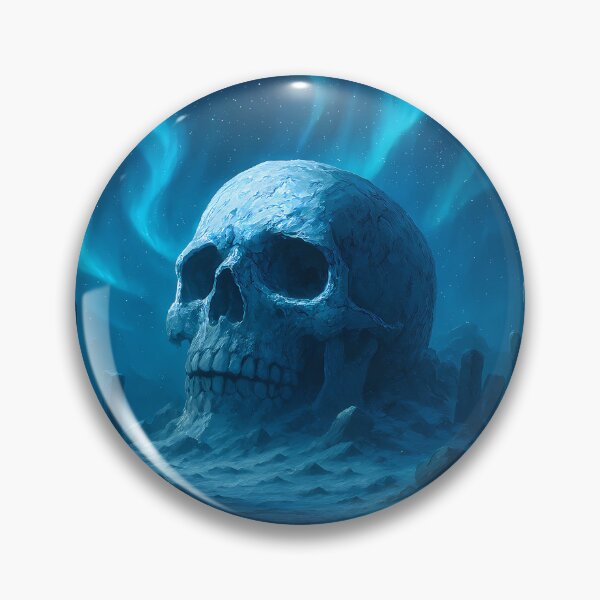 Item preview, Frozen Titan’s Grave – Colossal Ice Skull Beneath the Aurora designed and sold by NorseDrip.