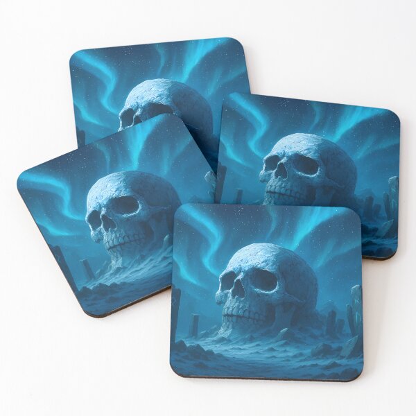 Item preview, Frozen Titan’s Grave – Colossal Ice Skull Beneath the Aurora designed and sold by NorseDrip.