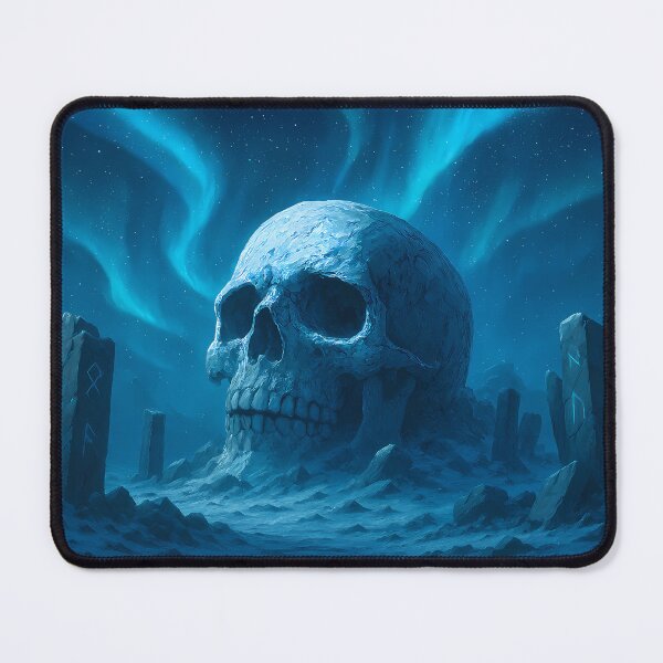 Item preview, Frozen Titan’s Grave – Colossal Ice Skull Beneath the Aurora designed and sold by NorseDrip.
