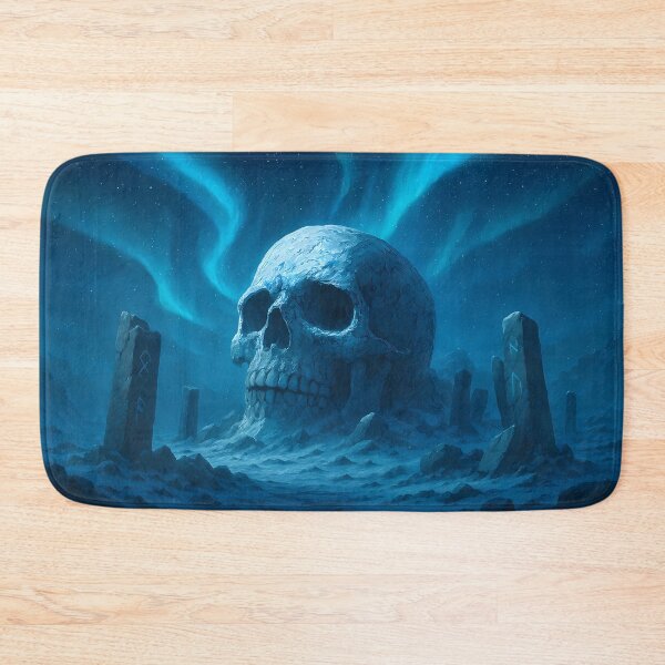 Item preview, Frozen Titan’s Grave – Colossal Ice Skull Beneath the Aurora designed and sold by NorseDrip.