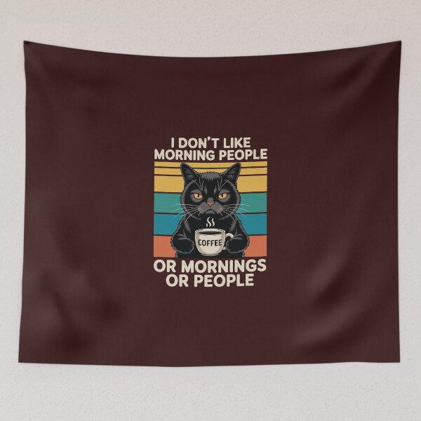 Item preview, I Hate Morning People And Mornings And People Coffee Cat  designed and sold by Trend Print Studio.