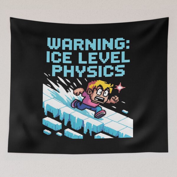 Item preview, Warning Ice Level Physics Pixel Art Gaming Design designed and sold by SplashTastic.