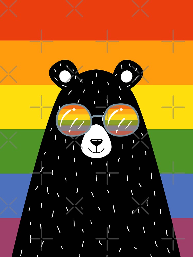 Gay Pride Bear In Sunglasses With Rainbow Flag T Shirt By Ricaso