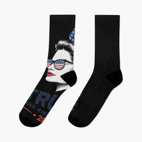 Item preview, Trump Take America Back Messy Bun Girl American Flag  designed and sold by RoyTill0Art.