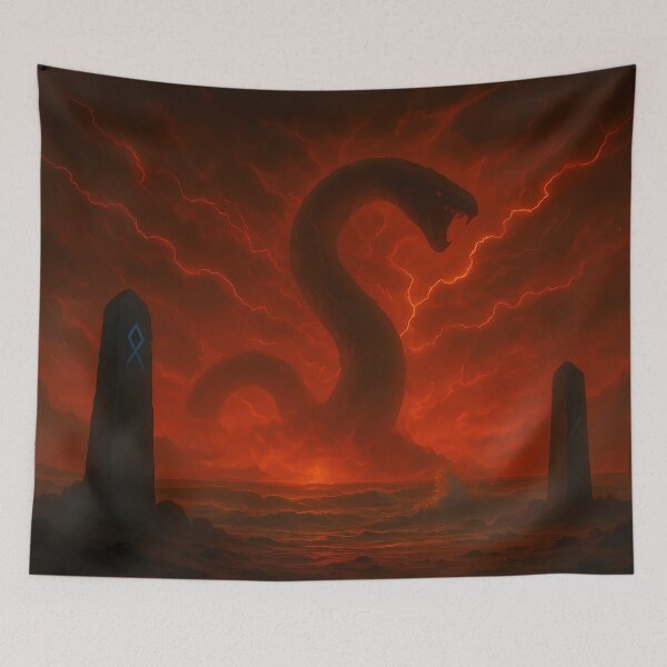 Item preview, Ragnarok’s Shore – Jörmungandr Rising from the Apocalyptic Sea designed and sold by NorseDrip.