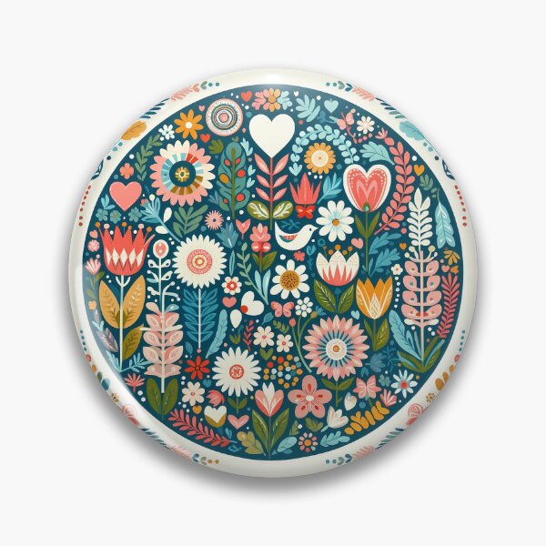 Item preview, Bird Heart Flowers – Scandinavian Folk Art by heidiannemorris © designed and sold by FOLK ART FUSION by heidiannemorris.