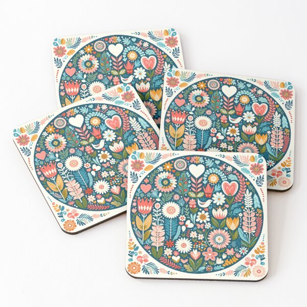 Item preview, Bird Heart Flowers – Scandinavian Folk Art by heidiannemorris © designed and sold by FOLK ART FUSION by heidiannemorris.
