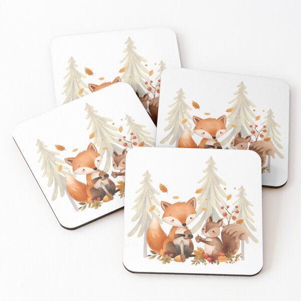 Item preview, Fox and Squirrel in the Forest – Nature Illustration designed and sold by iamKRUK.