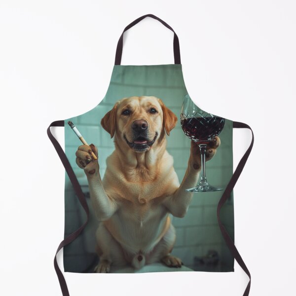 Item preview, Photoreal Labrador on Toilet – Wine & Cigarette, Rustic Bathroom Wall Art designed and sold by vk09.