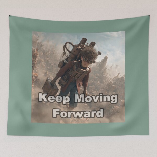 Item preview, Keep Moving Forward – Steampunk City Journey Artwork designed and sold by casualnature.