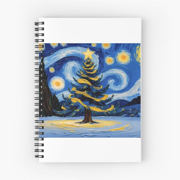Item preview, Van Gogh Style Starry Christmas Tree Painting with Swirling Sky & Glowing Snow designed and sold by BankMano.